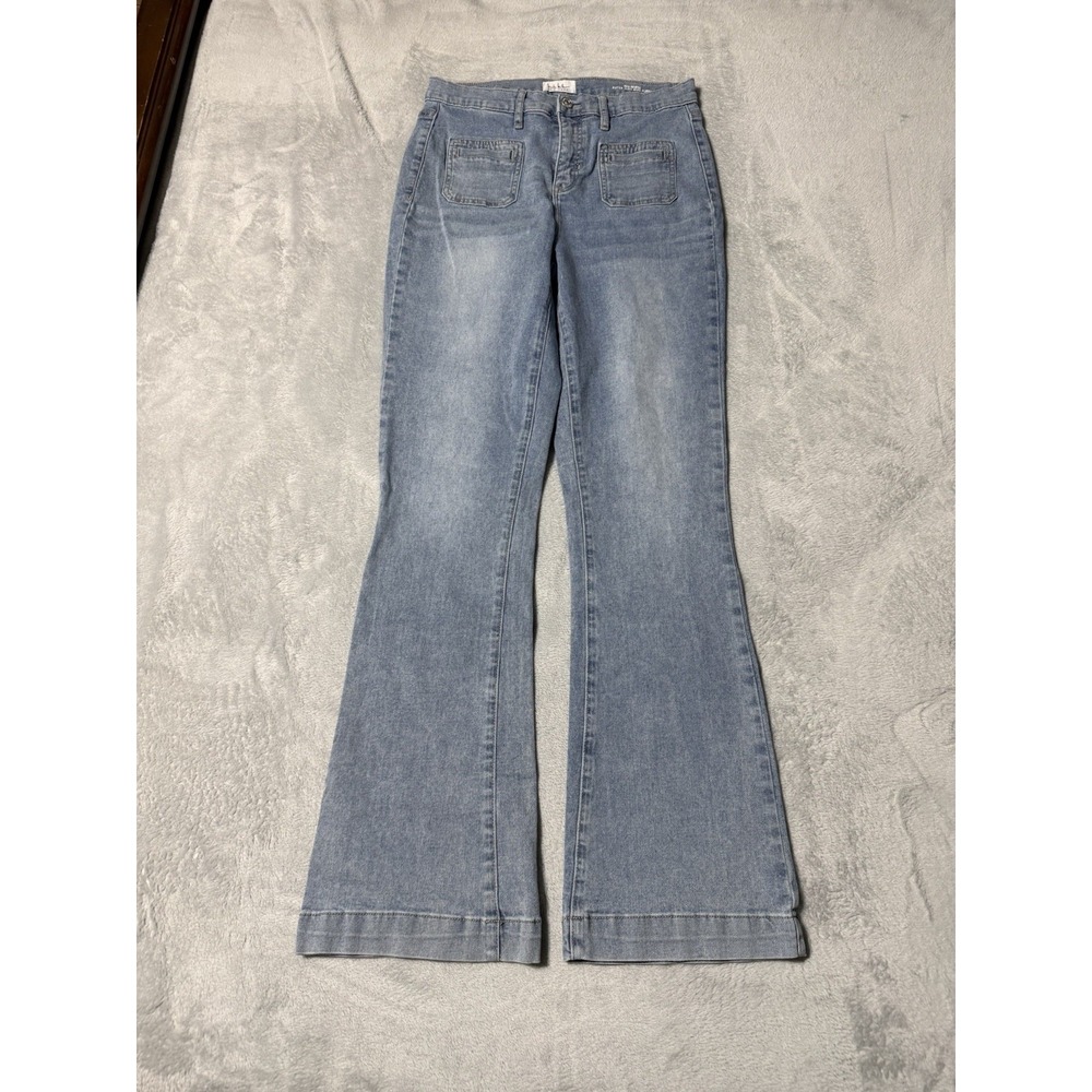Nicole Miller Jeans Womens 6 Blue NOMAD Super High Rise Flare Denim 28x31